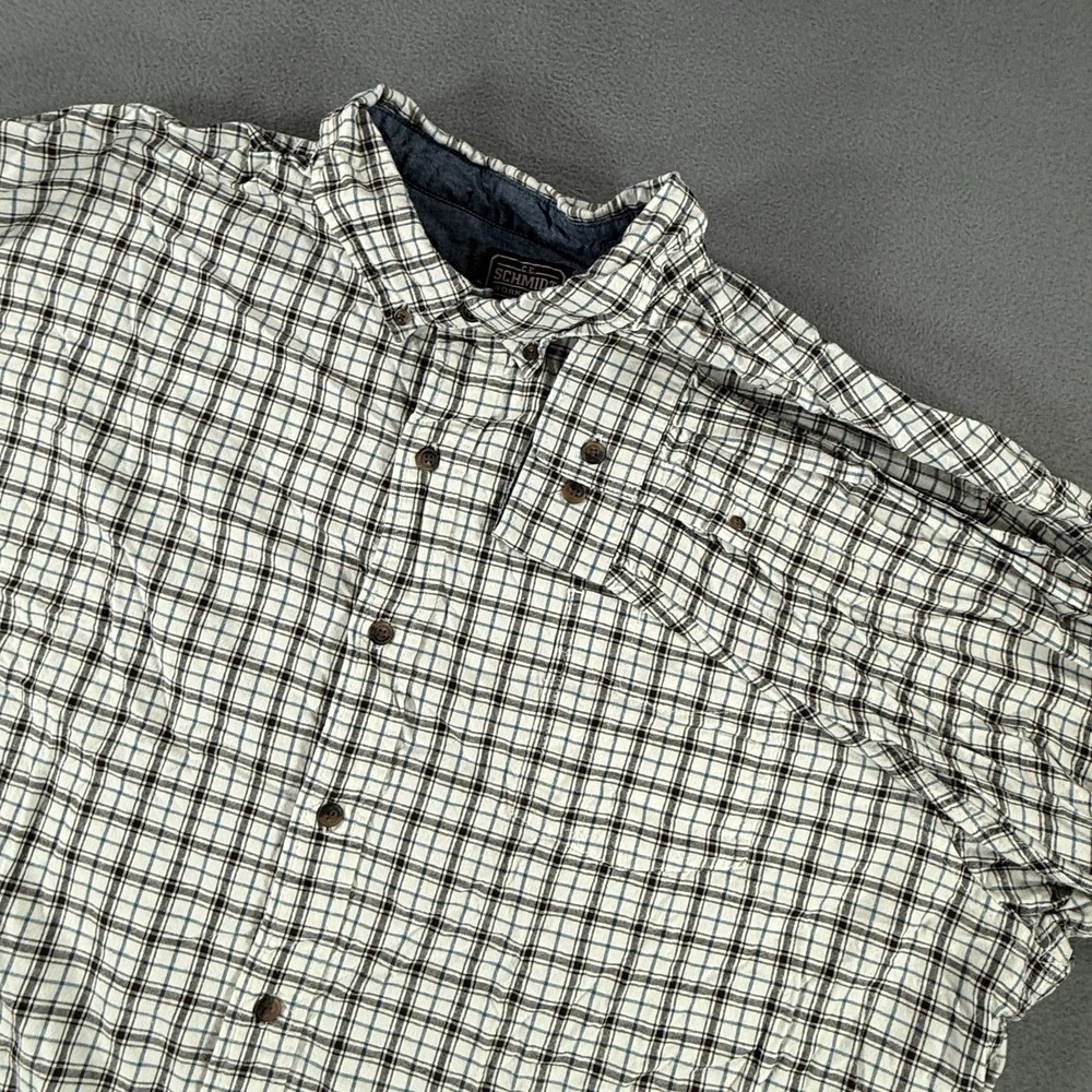 CE Schmidt Workwear White Plaid Button Down Shirt Mens 3XL Long Sleeve